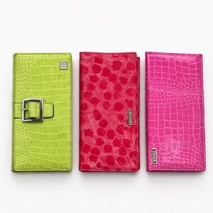 Miche Cosmetic Shell Bundle of 3 Pink Red Green Croc Embossed Makeup Bags
